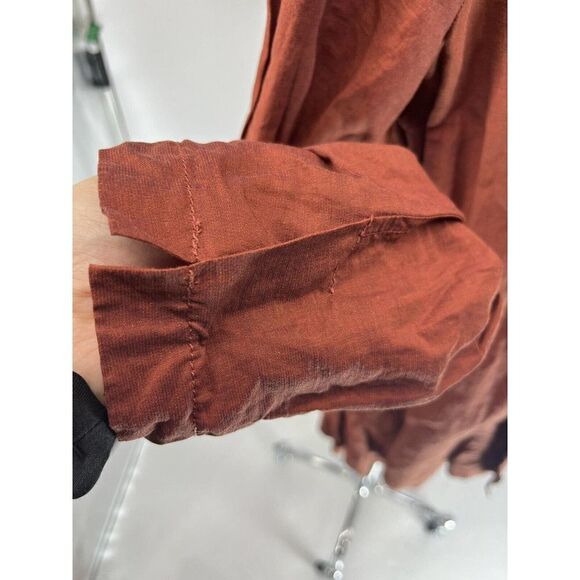 Eileen Fisher Rust Orange Crinkle Jacket tuck away Hood Size XS Nylon Blend - Picture 9 of 12